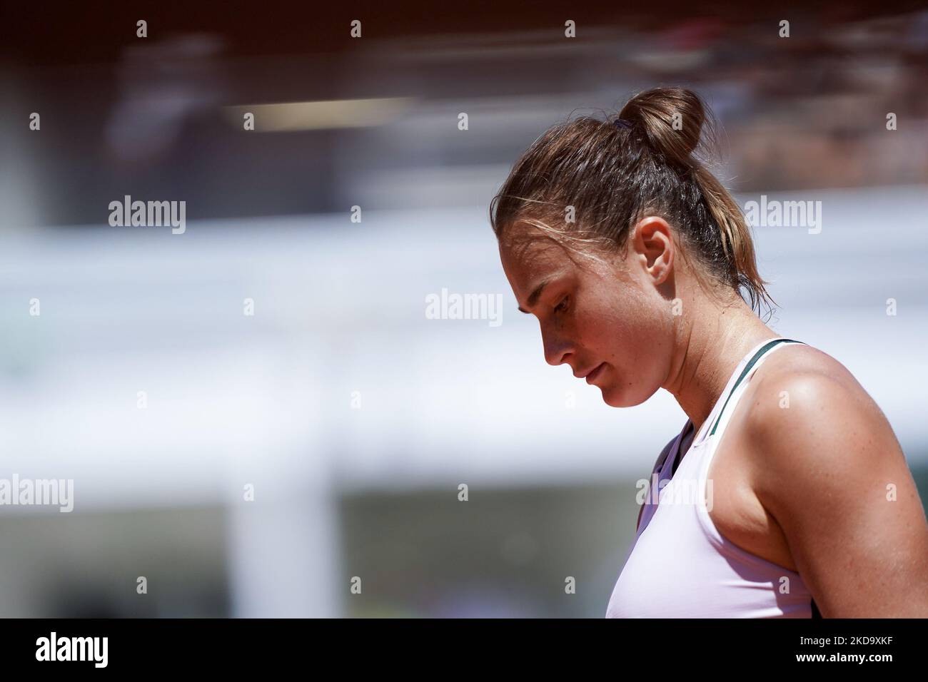 Aryna Sabalenka looks dejected during the Internazionali BNL D'Italia 2022 match between Iga Swiatek and Aryna Sabalenka - Day Seven on May 14, 2022 at Foro Italico in Rome, Italy. (Photo by Giuseppe Maffia/NurPhoto) Stock Photo