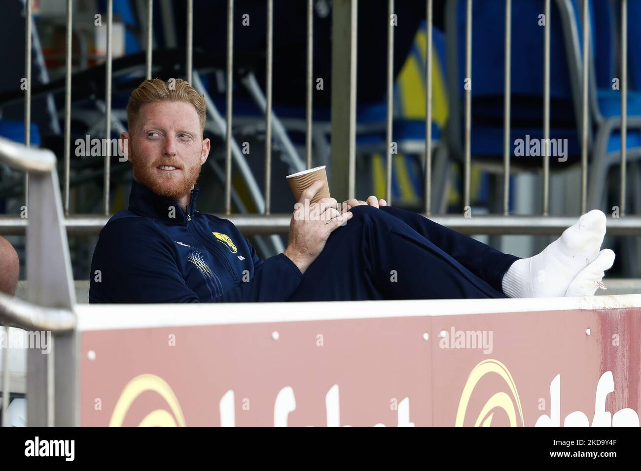 Ben Stokes of Durham looks on during the LV= County Championship match between Durham County Cricket Club and Glamorgan County Cricket Club at Emirates Riverside, Chester le Street on Thursday 12th May 2022. (Photo by Will Matthews/MI News/NurPhoto) Stock Photo