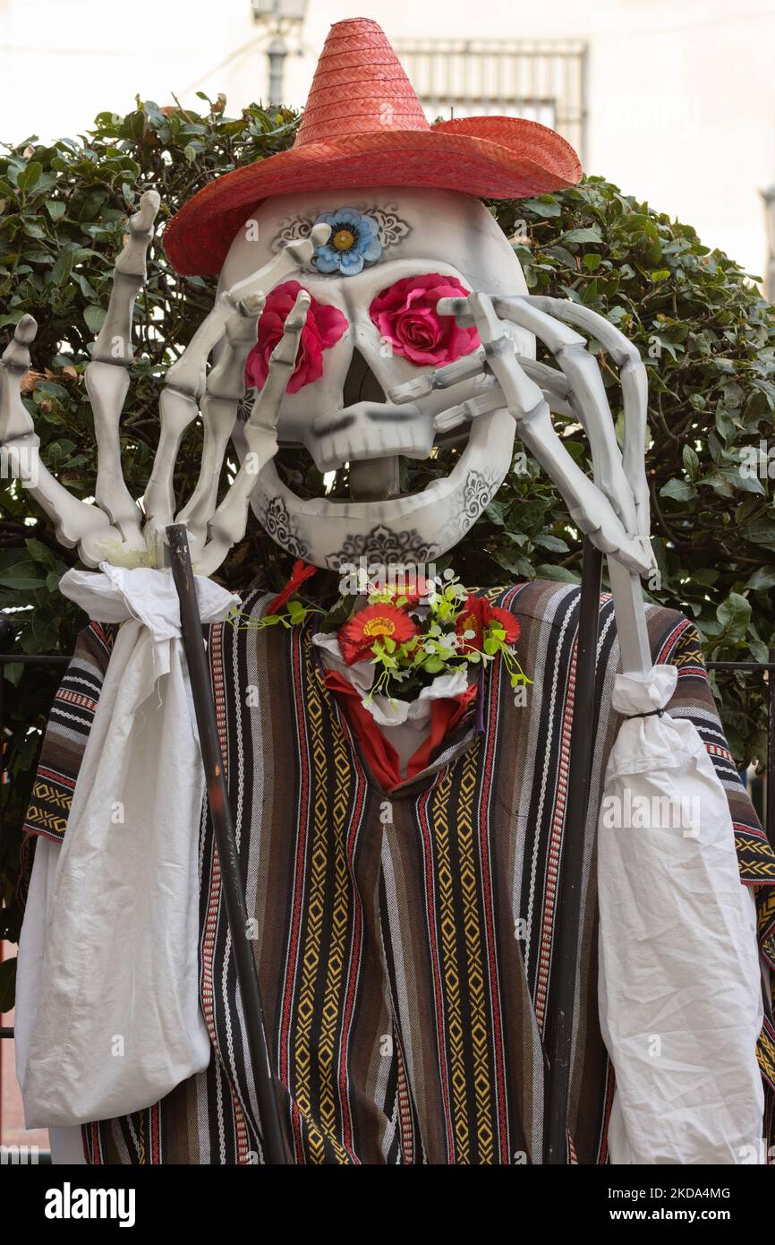 celebration for halloween of the day of the dead in madrid as in mexico Stock Photo