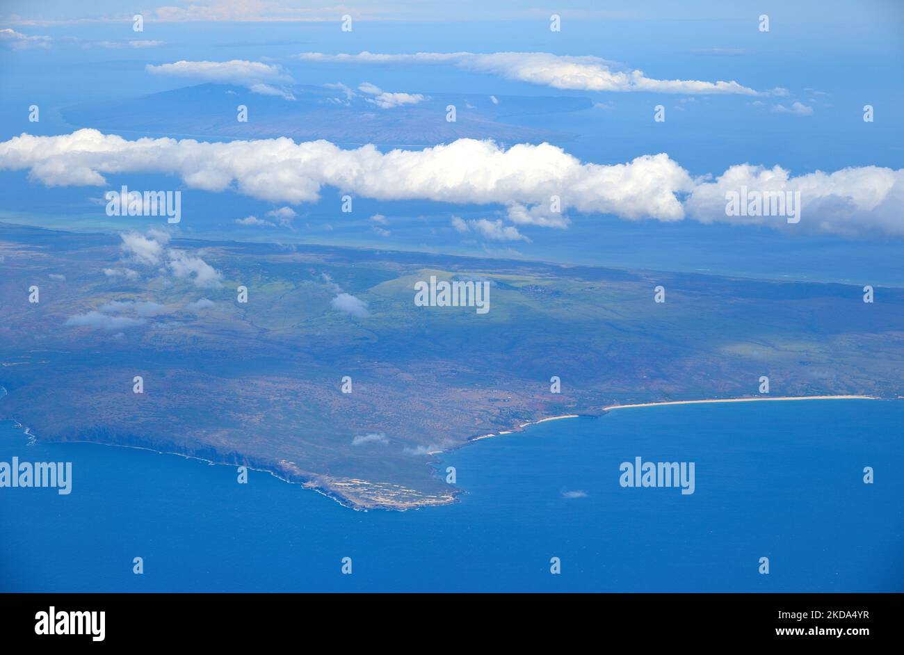 Landscape and coastline at South - Landscape And Coastline At South Point Park Ka Lae The Southernmost Location Of The United States Aerial Big Island Hi 2KDA4YR 