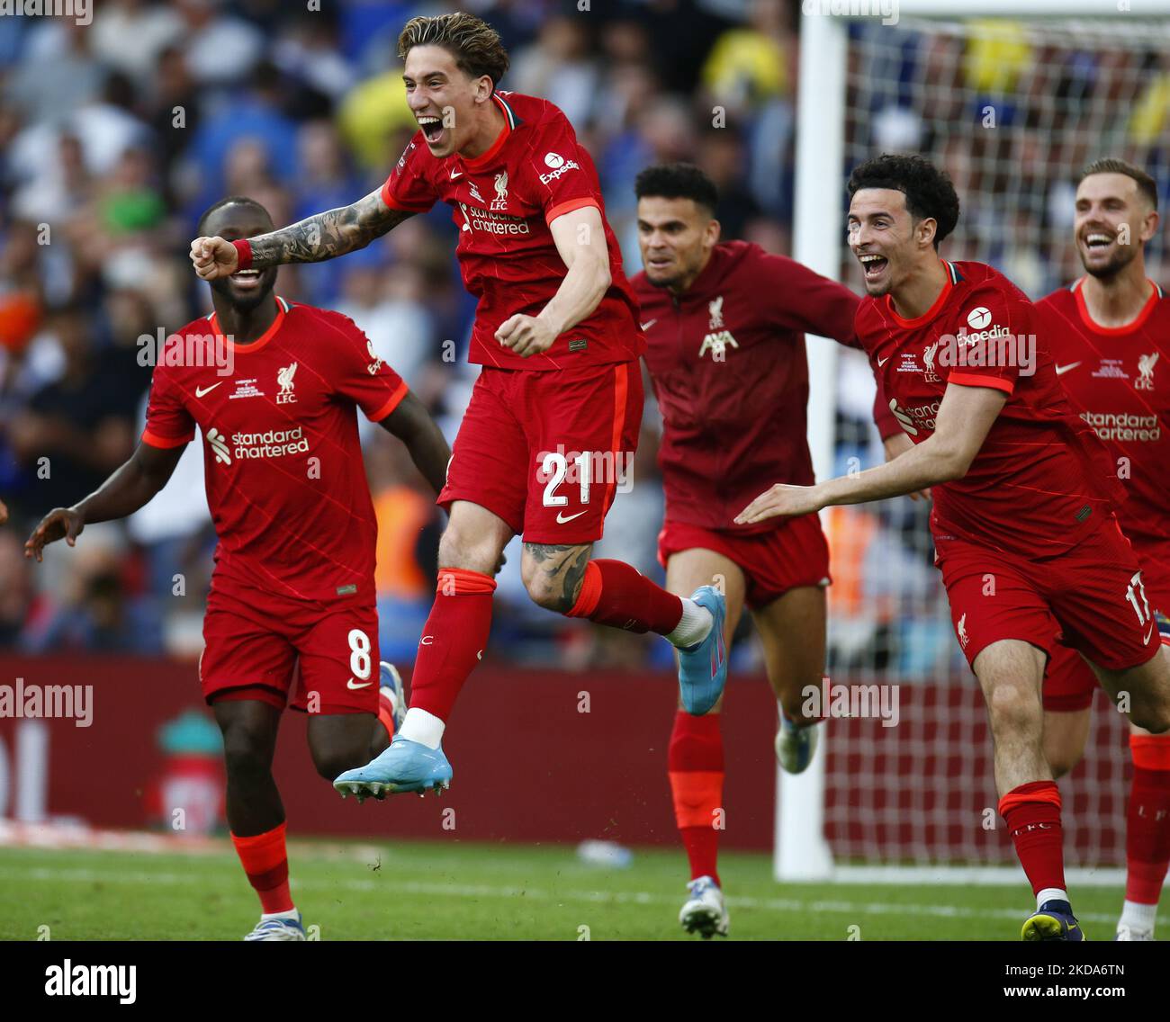 Liverpool's Kostas Tsimikas Celebrates The Winning Goalduring FA Cup ...