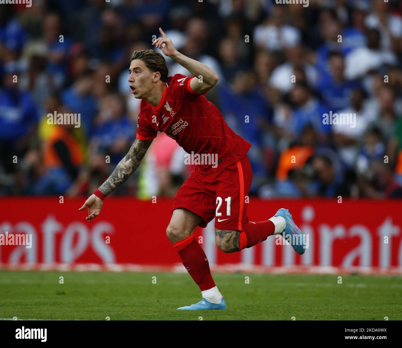 Liverpool s Kostas Tsimikas Celebrates After Scoring The Goal In The liverpool-s-kostas-tsimikas-celebrates-after-scoring-the-goal-in-the