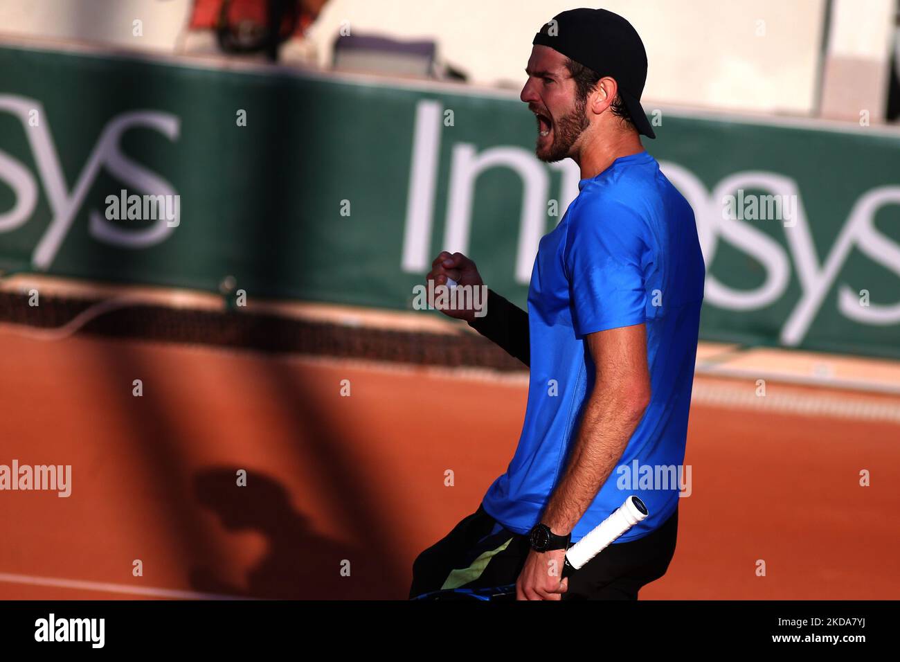 Andrea VAVASSORI (ITA) during his match against Antoine HOANG (FRA) Andrea VAVASSORI (ITA) wins over Antoine HOANG (FRA) in the first round of Roland Garros Qualifications. (Photo by Ibrahim Ezzat/NurPhoto) Stock Photo