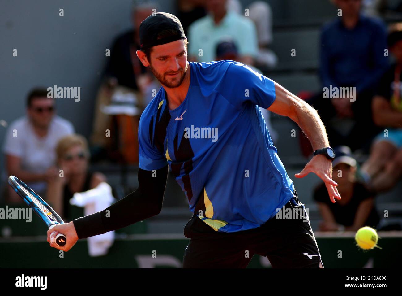 Andrea VAVASSORI (ITA) during his match against Antoine HOANG (FRA) Andrea VAVASSORI (ITA) wins over Antoine HOANG (FRA) in the first round of Roland Garros Qualifications. (Photo by Ibrahim Ezzat/NurPhoto) Stock Photo