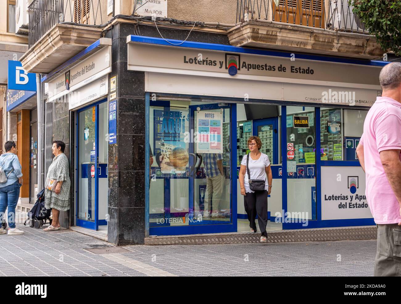 Inca, Spain; october 22 2022: Lottery stand of the Spanish state-owned company Loterias y Apuestas del Estado. Inca, island of Mallorca, Spain Stock Photo