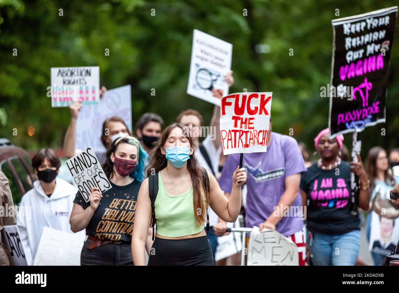 Prochoice protesters march from Supreme Court Justice Brett Kavanaugh