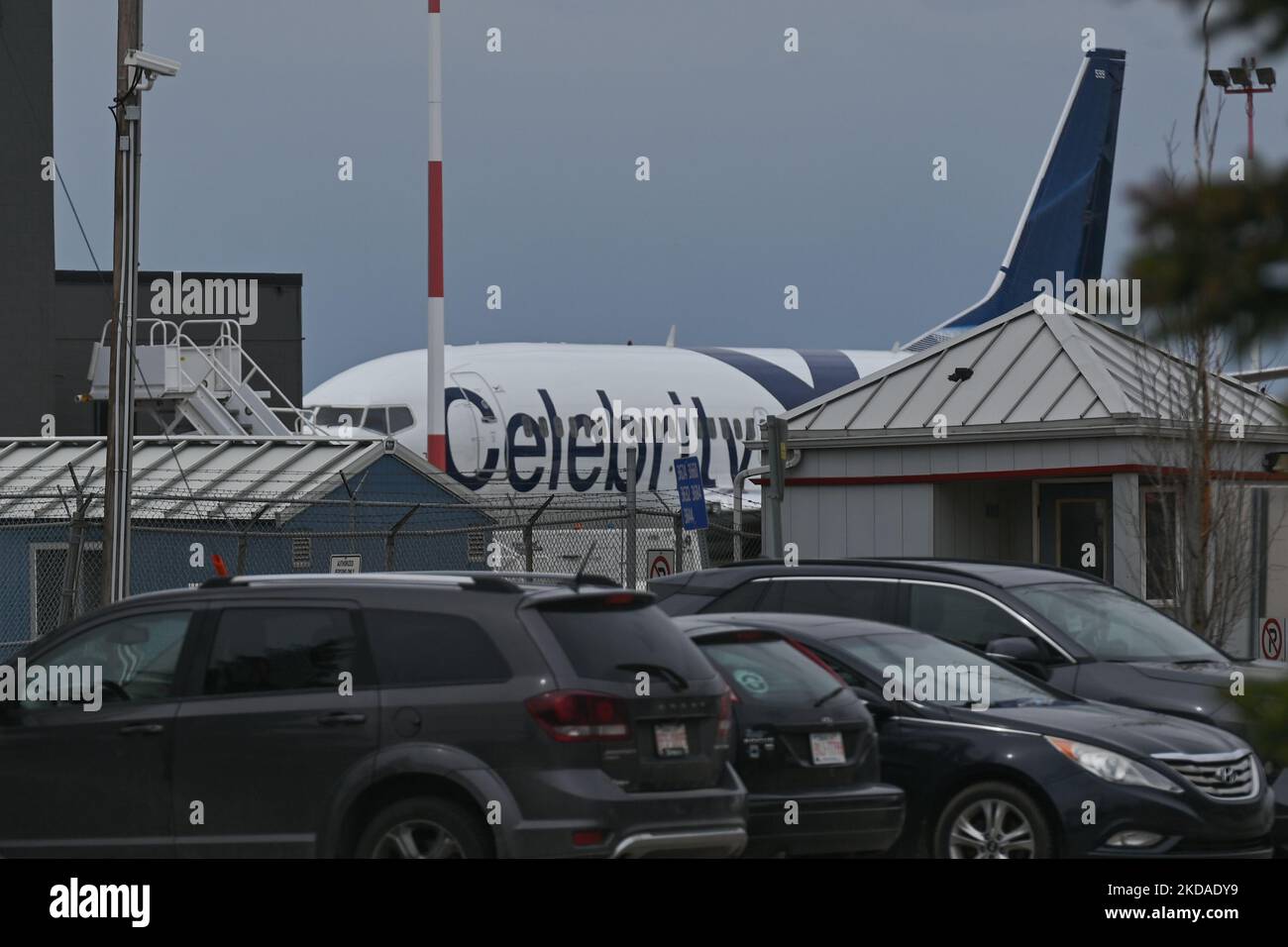 Celebrity Cruises plane at at Edmonton International Airport. On Wednesday, May 18, 2022, in Edmonton, Alberta, Canada. (Photo by Artur Widak/NurPhoto) Stock Photo