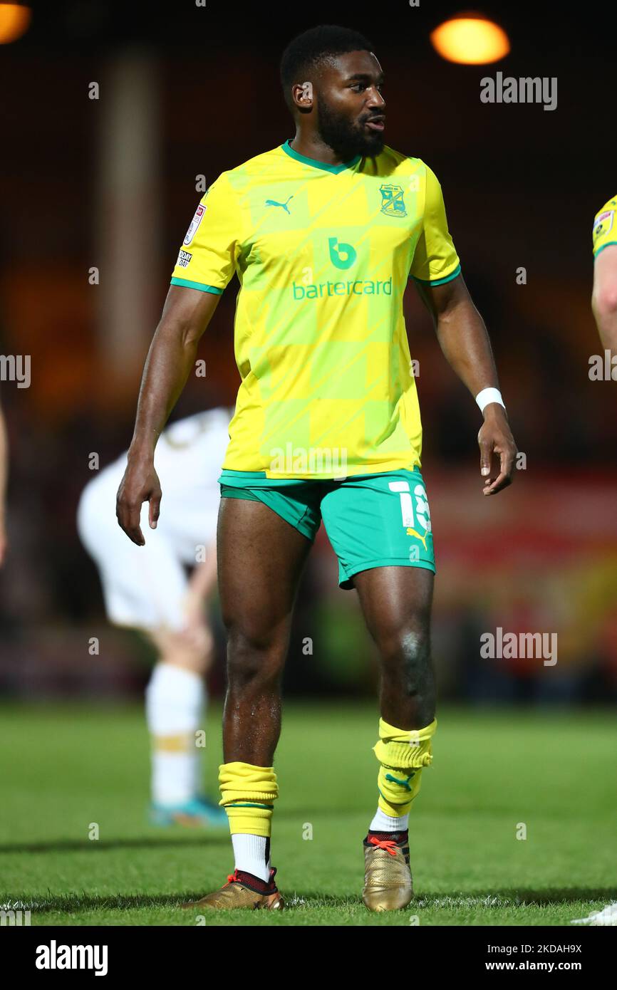 Mandela Egbo of Swindon Town pictured during the Sky Bet League 2 Play Off Semi Final 2nd Leg between Port Vale and Swindon Town at Vale Park, Burslem on Thursday 19th May 2022. (Photo by Kieran Riley/MI News/NurPhoto) Stock Photo