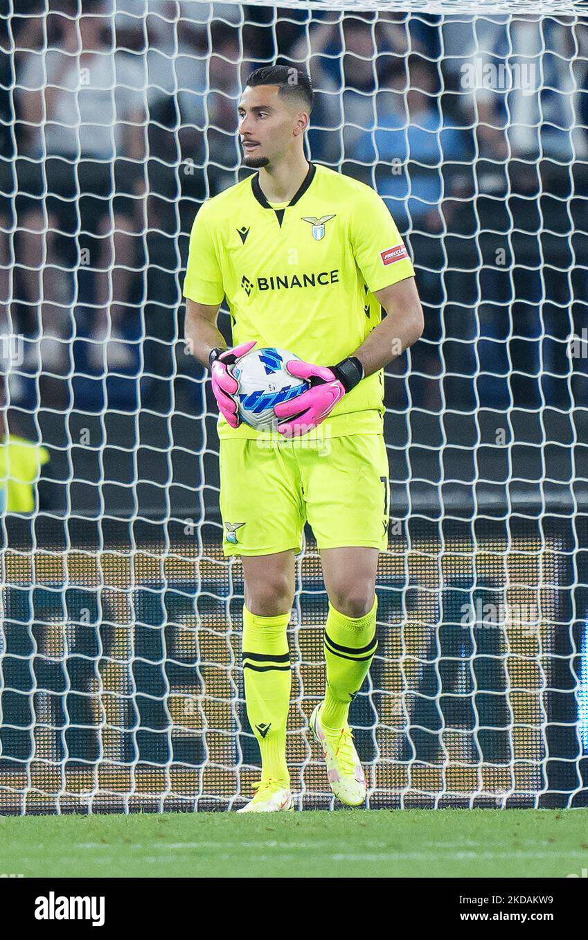 Thomas Strakosha of SS Lazio looks on during the Serie A match between SS Lazio and Hellas Verona on May 21, 2022 in Rome, Italy. (Photo by Giuseppe Maffia/NurPhoto) Stock Photo