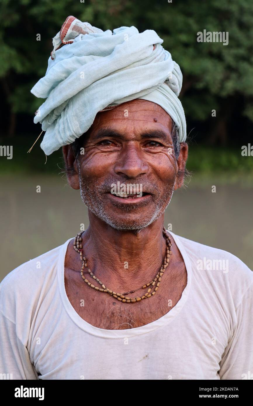 Portrait of a man with blue eyes in Guwahati, India.