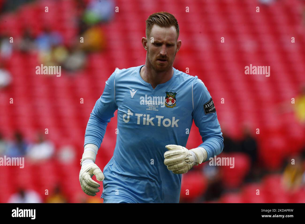 LONDON, ENGLAND - MAY 22:Wrexham's Christian Dibble during The Buildbase FA Trophy Final 2021/2022 between Bromley and Wrexham at Wembley Stadium , London, UK 22nd May , 2022 (Photo by Action Foto Sport/NurPhoto) Stock Photo