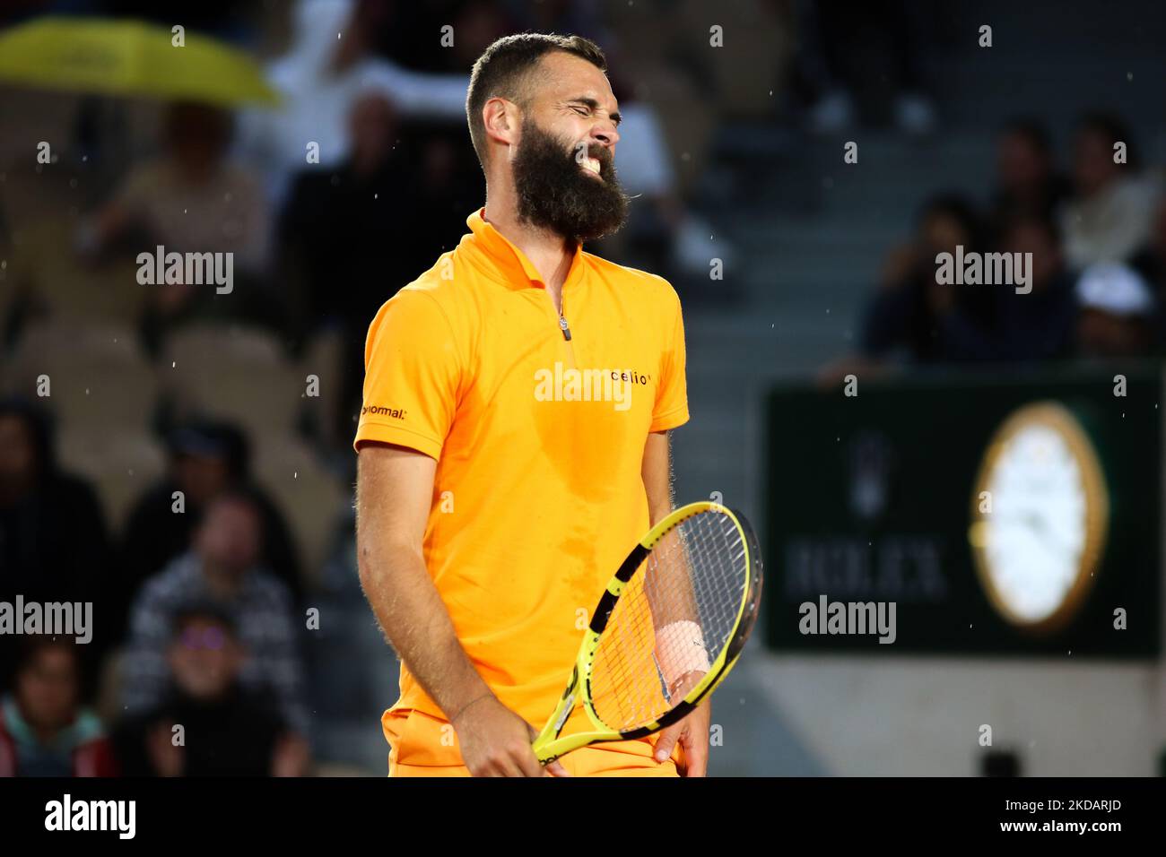 Benoit Paire during his match against Ilya Ivashka on Simonne Mathieu court in the 2022 French Open finals day two, in Paris, France, on May 23, 2022. (Photo by Ibrahim Ezzat/NurPhoto) Stock Photo