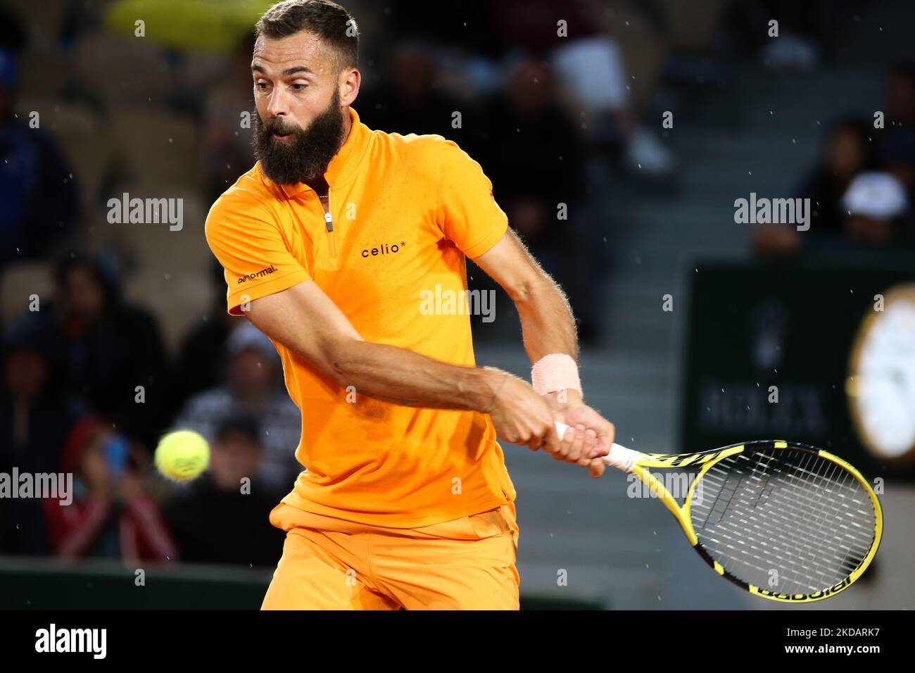 Benoit Paire during his match against Ilya Ivashka on Simonne Mathieu court in the 2022 French Open finals day two, in Paris, France, on May 23, 2022. (Photo by Ibrahim Ezzat/NurPhoto) Stock Photo