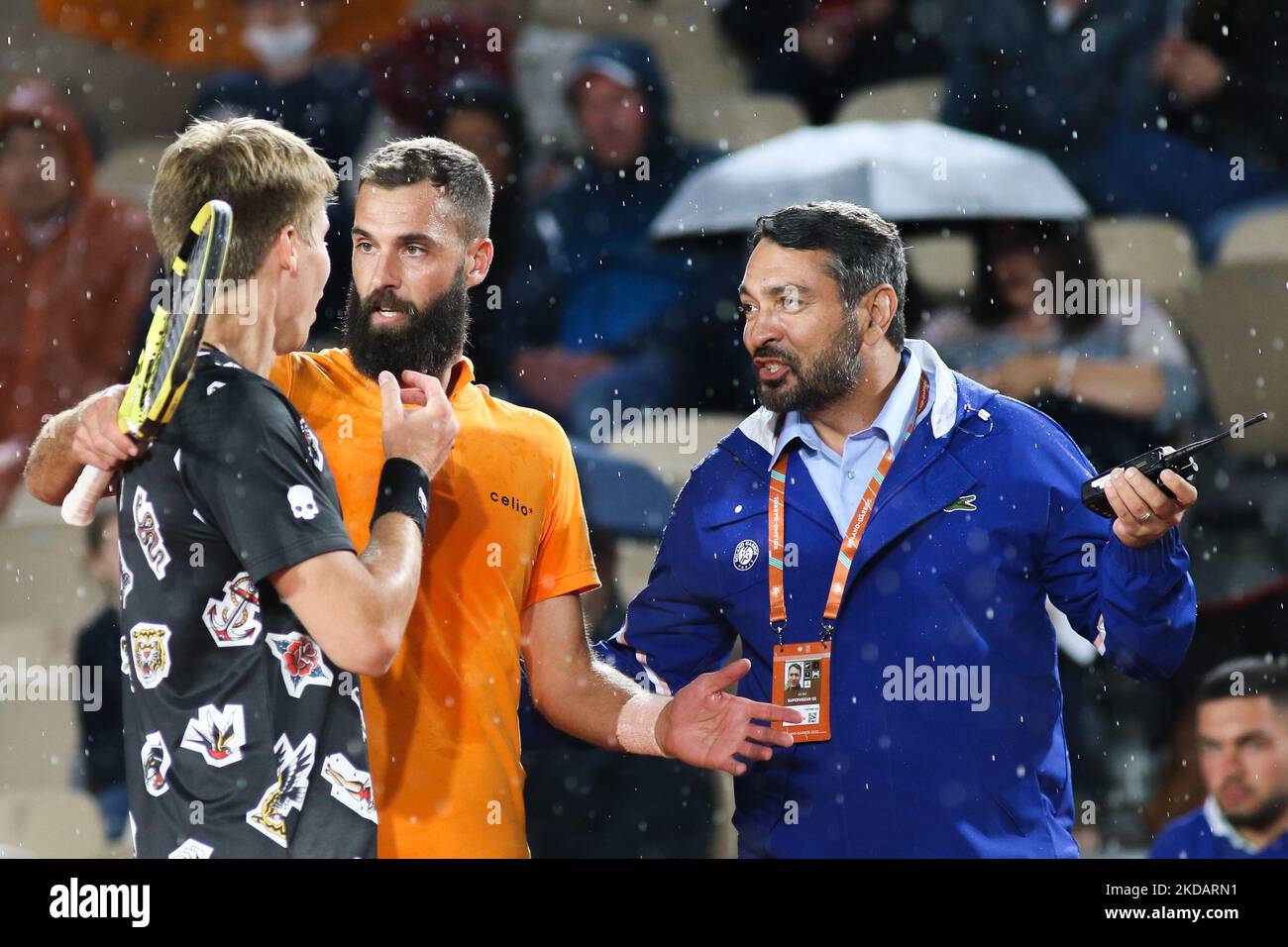 Benoit Paire against Ilya Ivashka on Simonne Mathieu court in the 2022 French Open finals day two, in Paris, France, on May 23, 2022. (Photo by Ibrahim Ezzat/NurPhoto) Stock Photo