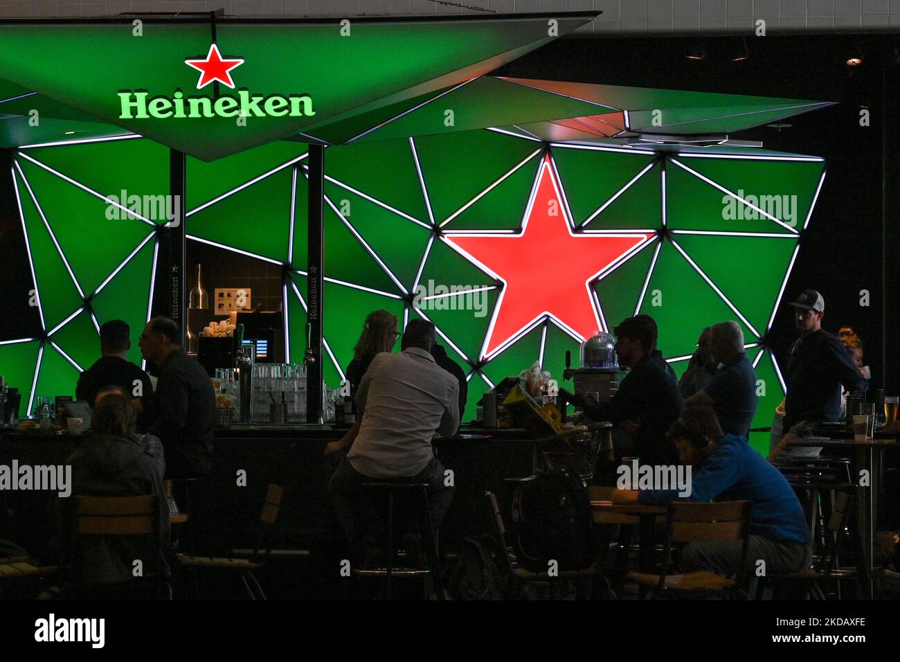 A Heineken bar at the Terminal at Amsterdam Airport Schiphol. On Sunday