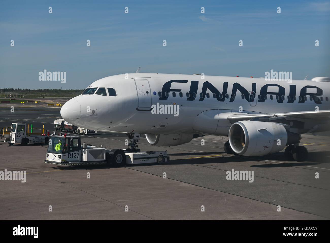 Finnair aircraft at Helsinki-Vantaa Airport. On Sunday, May 22, 2022 ...