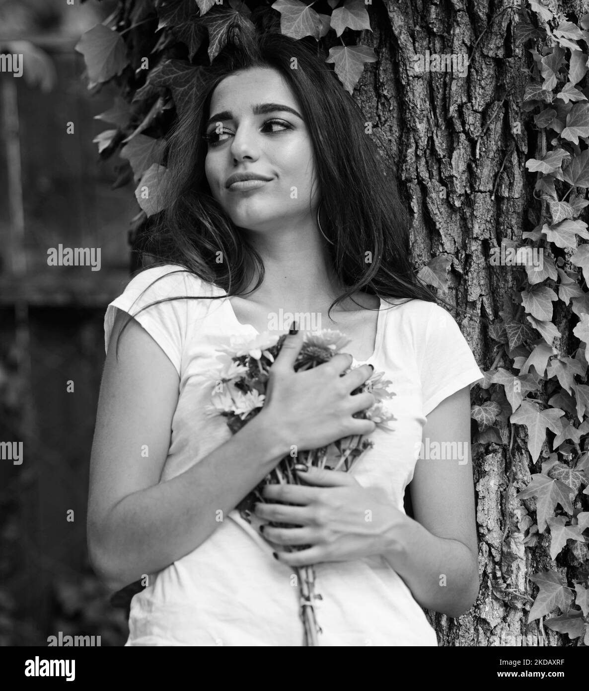 Brunette girl lean Black and White Stock Photos &amp; Images - Alamy