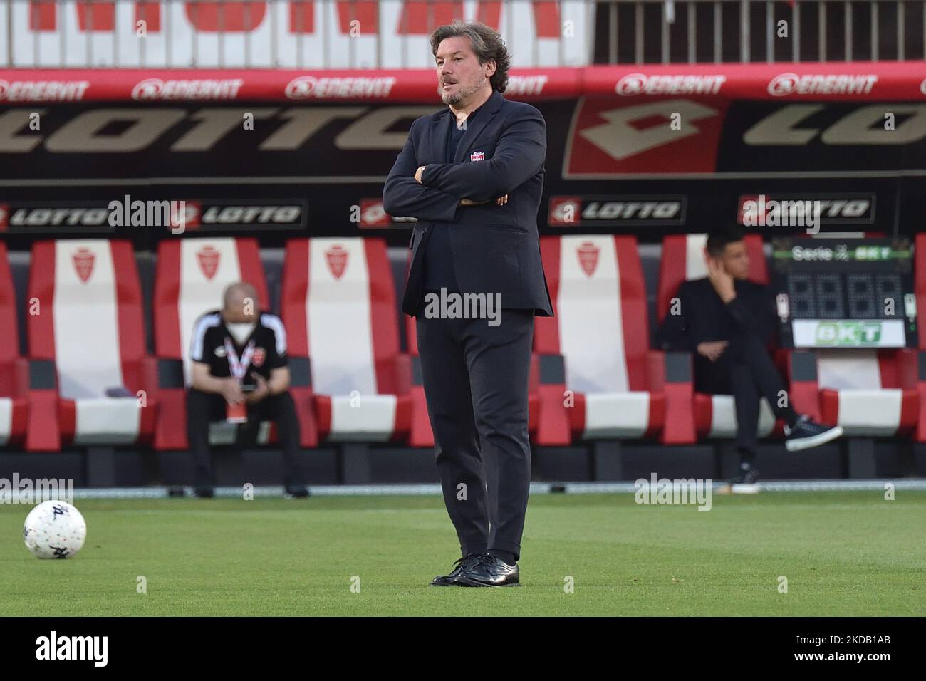 Head coach of Monza Giovanni Stroppa during warmup during the Italian soccer Serie B match Play Off - AC Monza vs AC Pisa on May 26, 2022 at the U-Power Stadium in Monza, Italy (Photo by Gabriele Masotti/LiveMedia/NurPhoto) Stock Photo