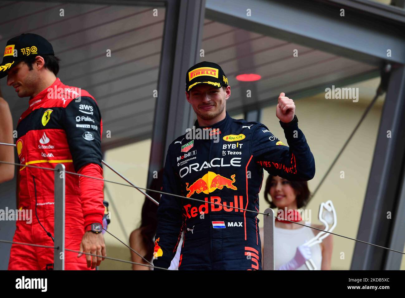 Max Verstappen of Red Bull Racing Honda celebrate after the race of Monaco Grand Prix in Monaco City Circuit in Monaco-Ville, Monaco, France, 29 May 2022 (Photo by Andrea Diodato/NurPhoto) Stock Photo