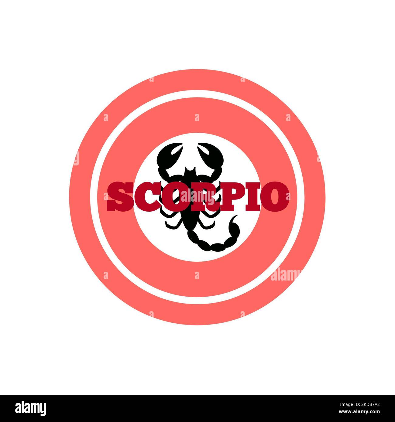 A Scorpio Zodiac Sign in a pink circle against the white background Stock Photo