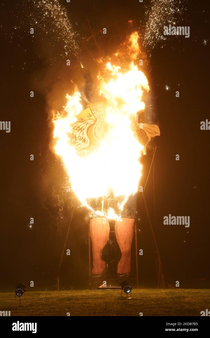 The Edenbridge Bonfire Society celebrity guy, Liz Truss, is set on fire