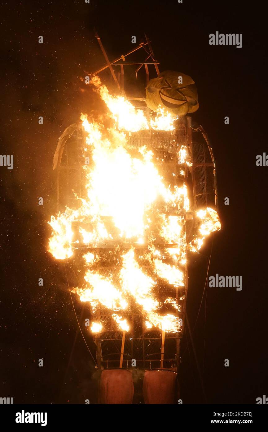 The Edenbridge Bonfire Society celebrity guy, Liz Truss, is set on fire