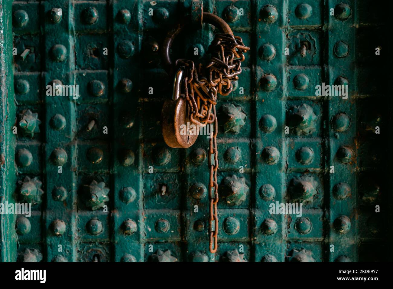 Closeup of vintage wooden door with lock Stock Photo - Alamy