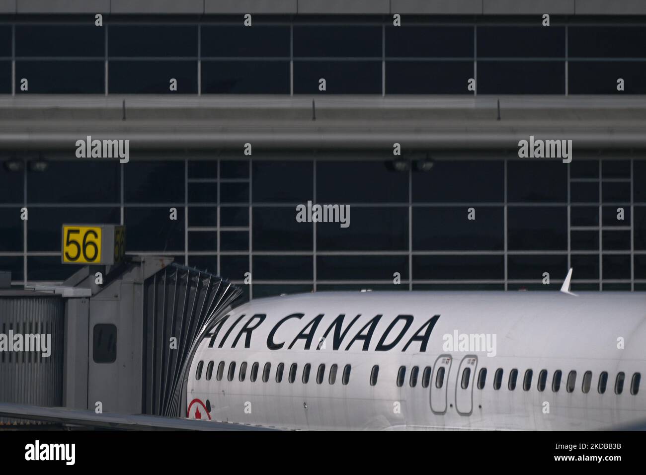 Air Canada plane at Edmonton International Airport. On Sunday, May 22, 2022, in Edmonton International Airport, Edmonton, Alberta, Canada. (Photo by Artur Widak/NurPhoto) Stock Photo