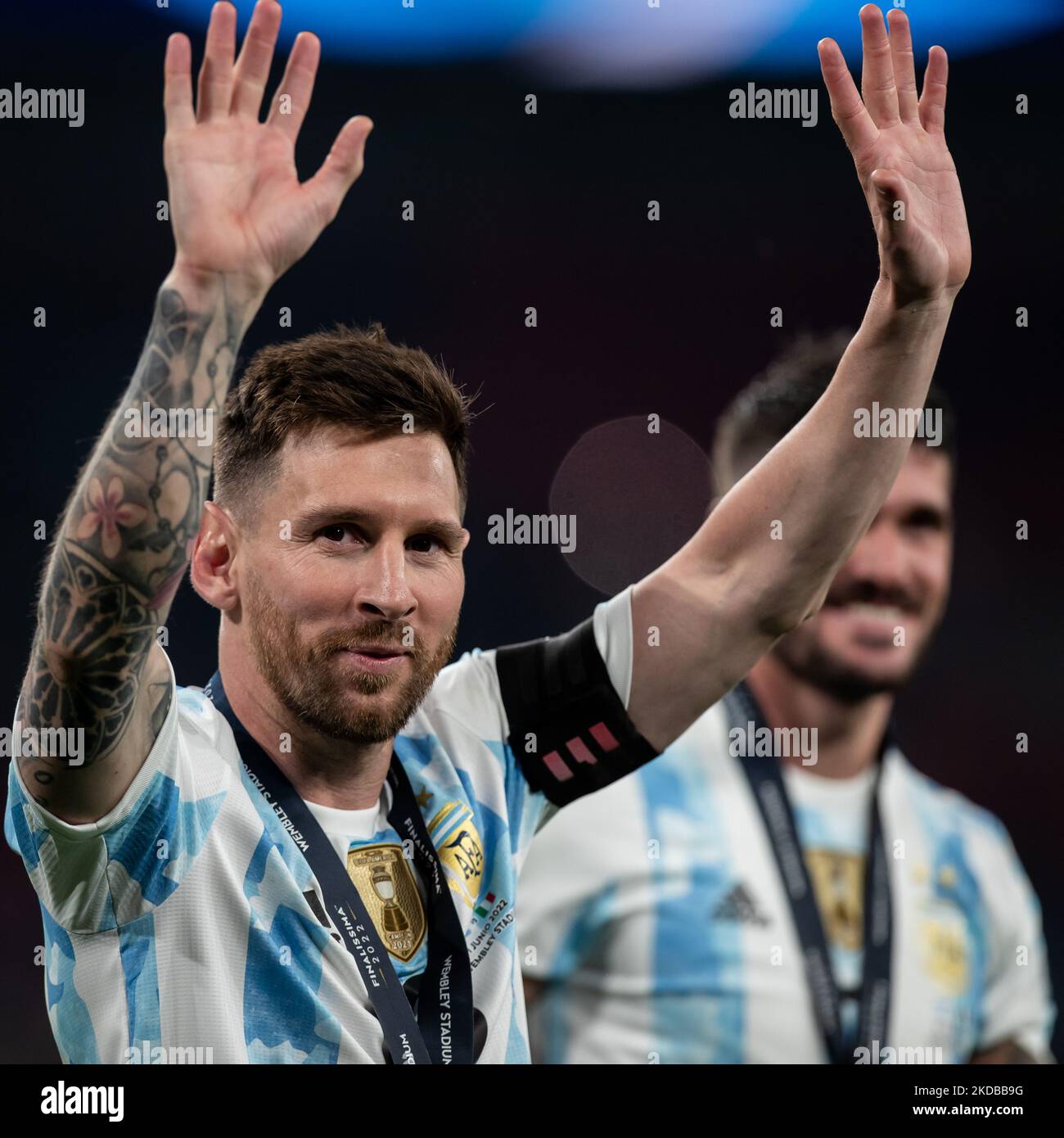 Lionel Messi of Argentina looks on during the Conmebol - UEFA Cup of Champions Finalissima between Italy and Argentina at Wembley Stadium, London on Wednesday 1st June 2022. (Photo by Federico Maranesi /MI News/NurPhoto) Stock Photo
