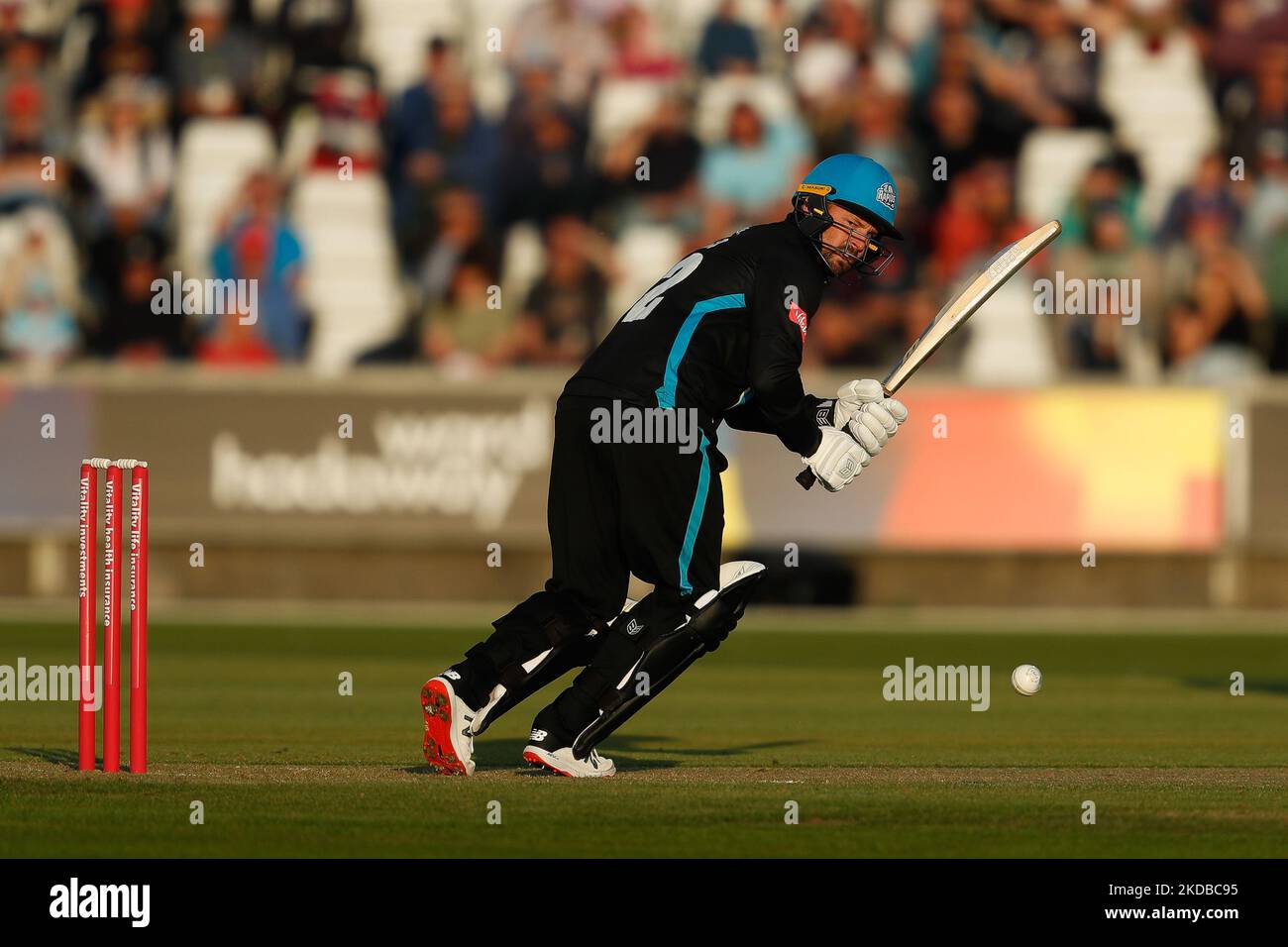Colin Munro of Worcestershire Rapids bats during the Charlotte Edwards Cup match between Northern Diamonds and Loughborough Lightning at the Seat Unique Riverside, Chester le Street on Wednesday 1st June 2022. (Photo by Will Matthews/MI News/NurPhoto) Stock Photo