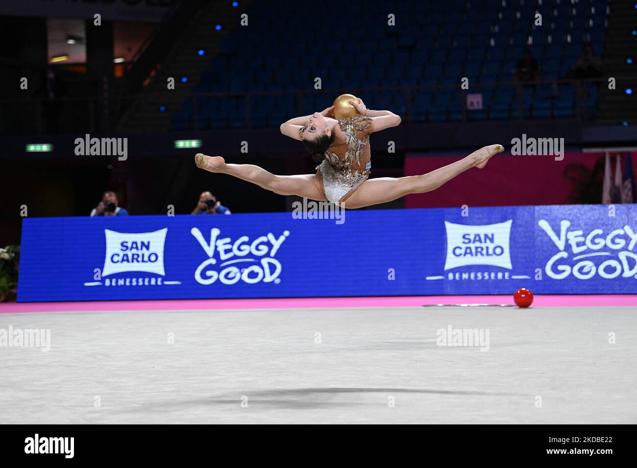 Dragan Annaliese (ROU) during the Gymnastics Rhythmic Gymnastics FIG World Cup 2022 on June 03, 2022 at the Vitrifrigo Arena in Pesaro, Italy (Photo by Gianluca Ricci/LiveMedia/NurPhoto) Stock Photo