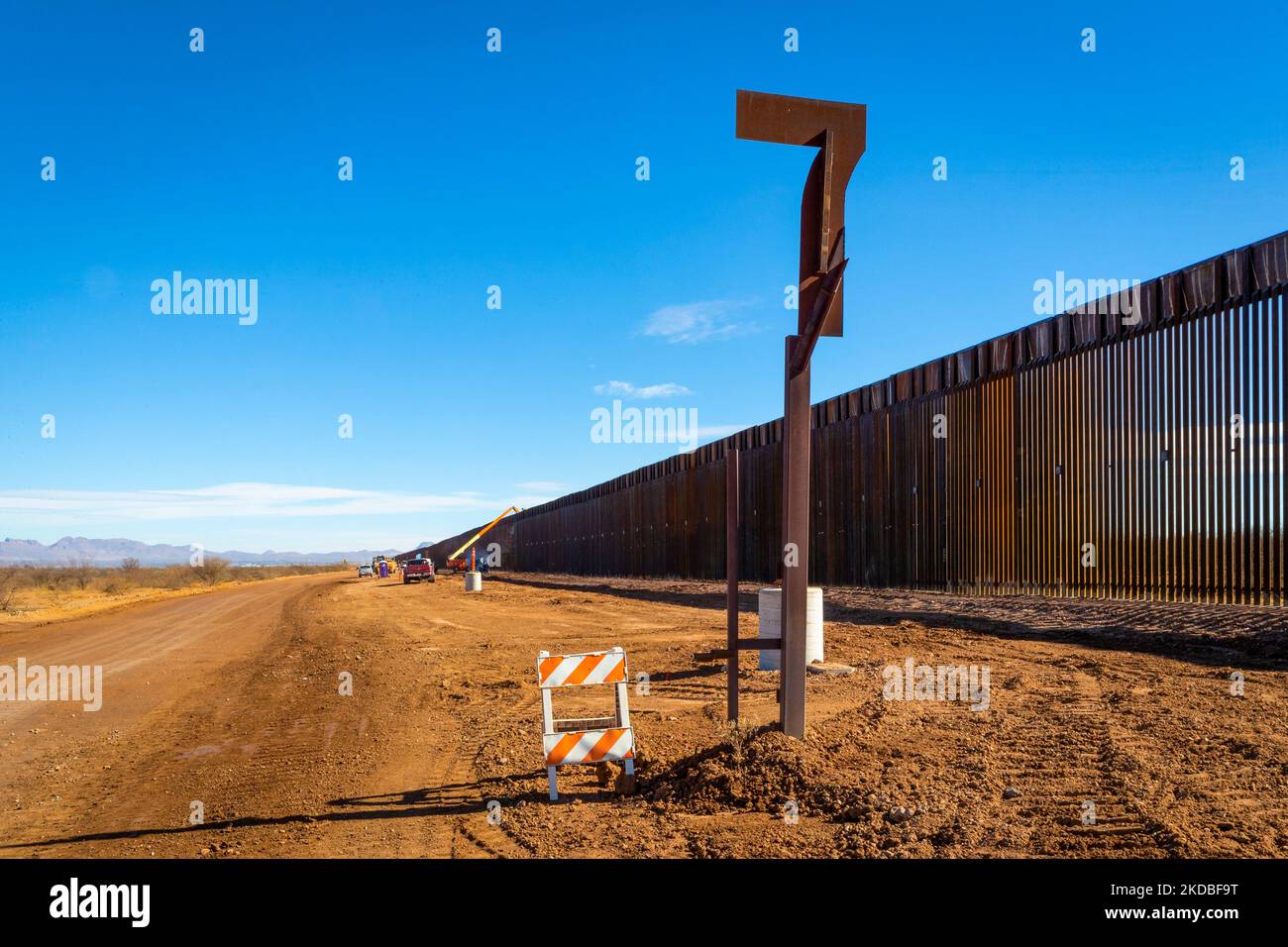 Construction continues on December 14, 2020, on a new border wall