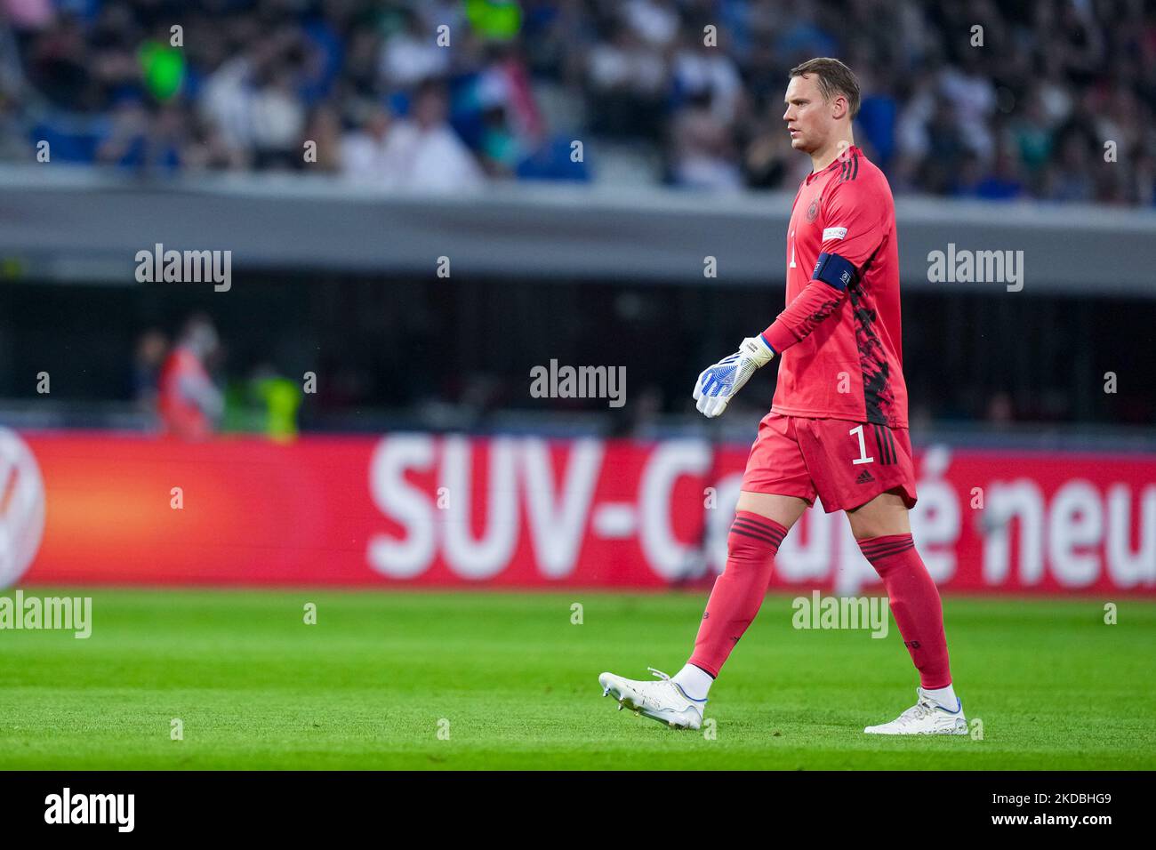 Manuel Neuer of Germany looks on during the UEFA Nations League match between Italy and Germany at Stadio Renato Dall'Ara, Bologna, Italy on 4 June 2022. (Photo by Giuseppe Maffia/NurPhoto) Stock Photo