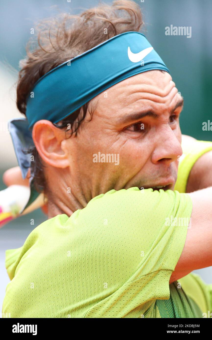 Spain's Rafael Nadal returns the ball to Norway's Casper Ruud during