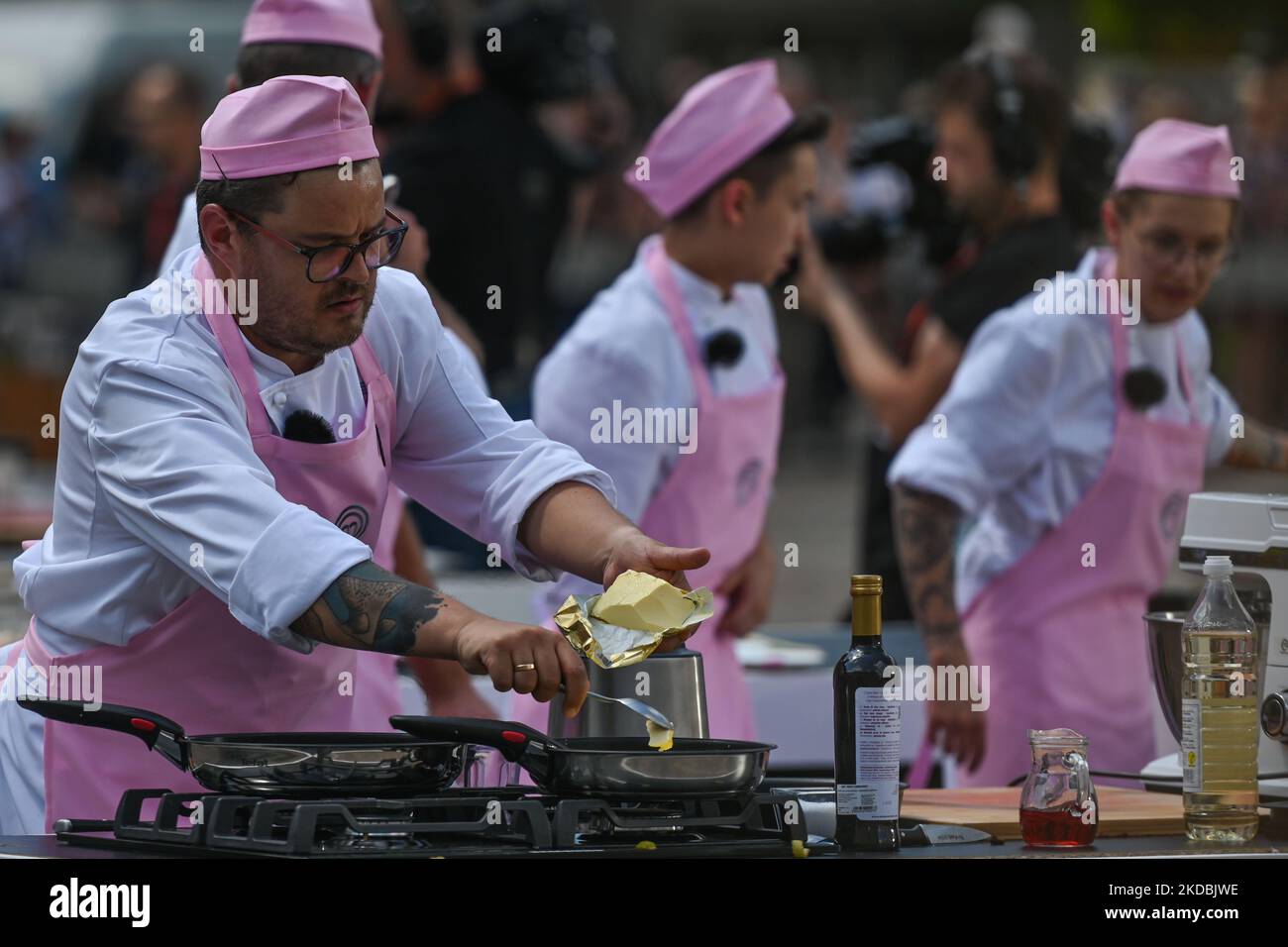 Participants of the MasterChef during the recording of the new season