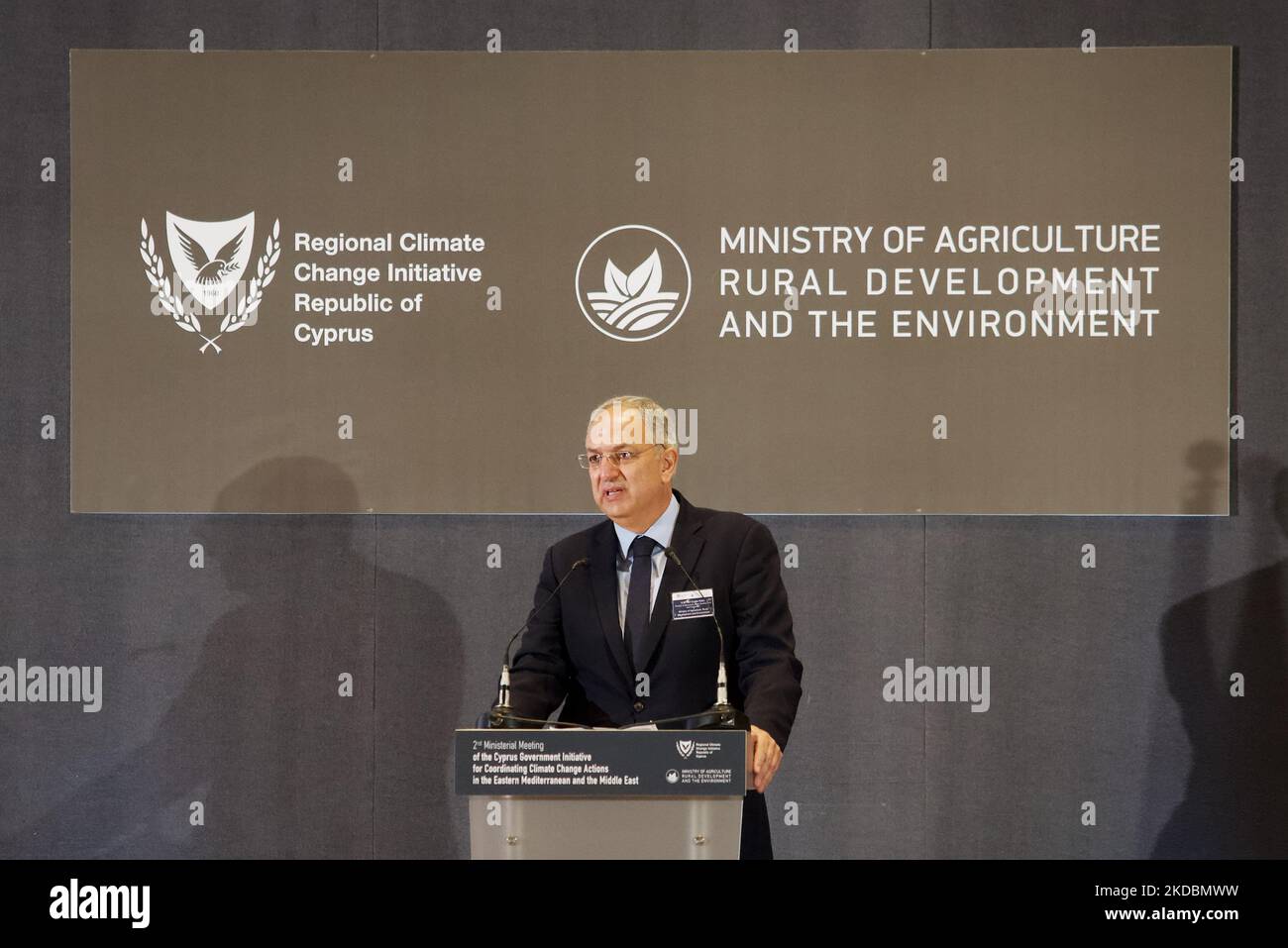 Minister of Agriculture, Costas Kadis, speaks during the meeting
