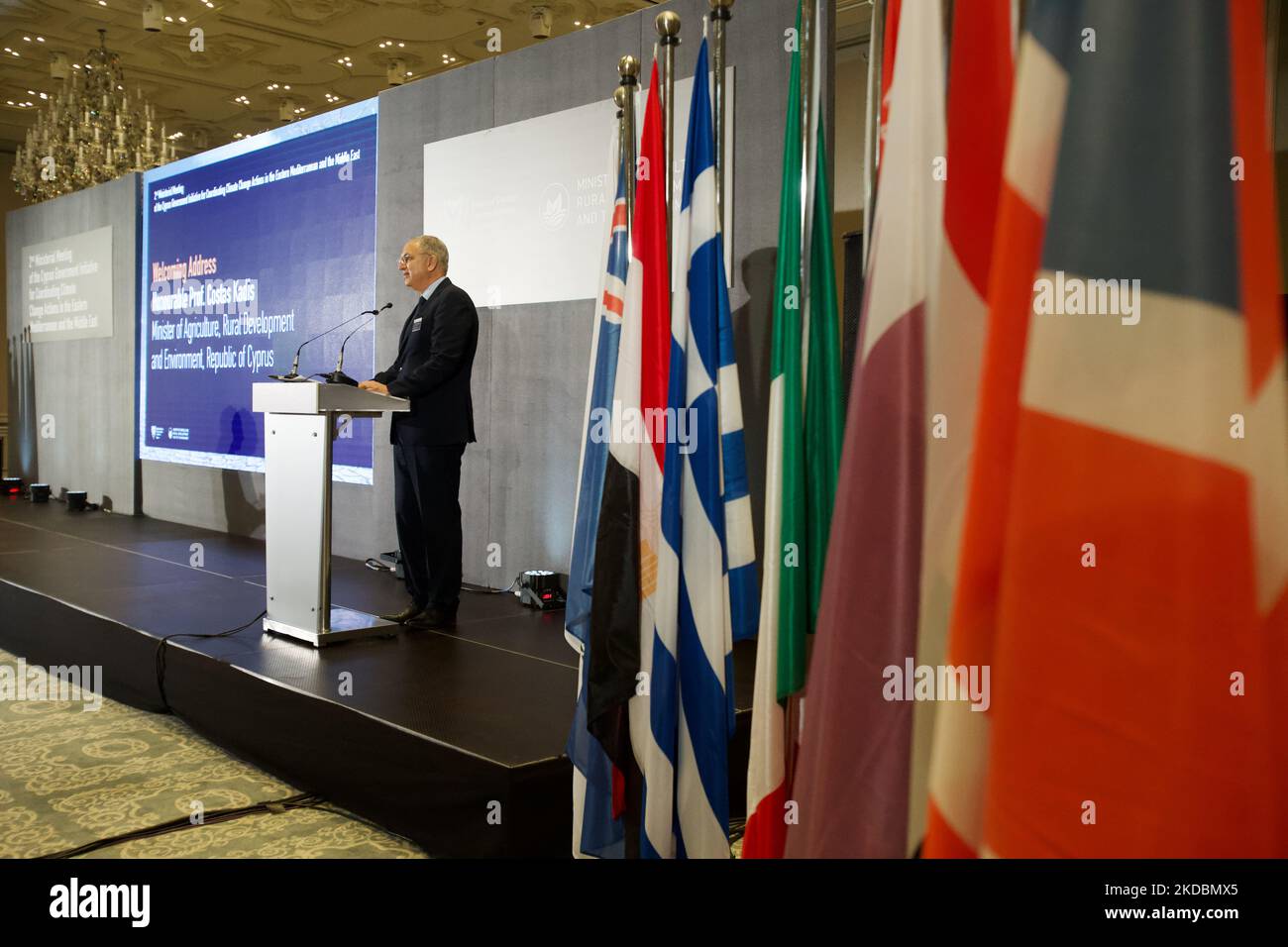 Minister of Agriculture, Costas Kadis, speaks during the meeting