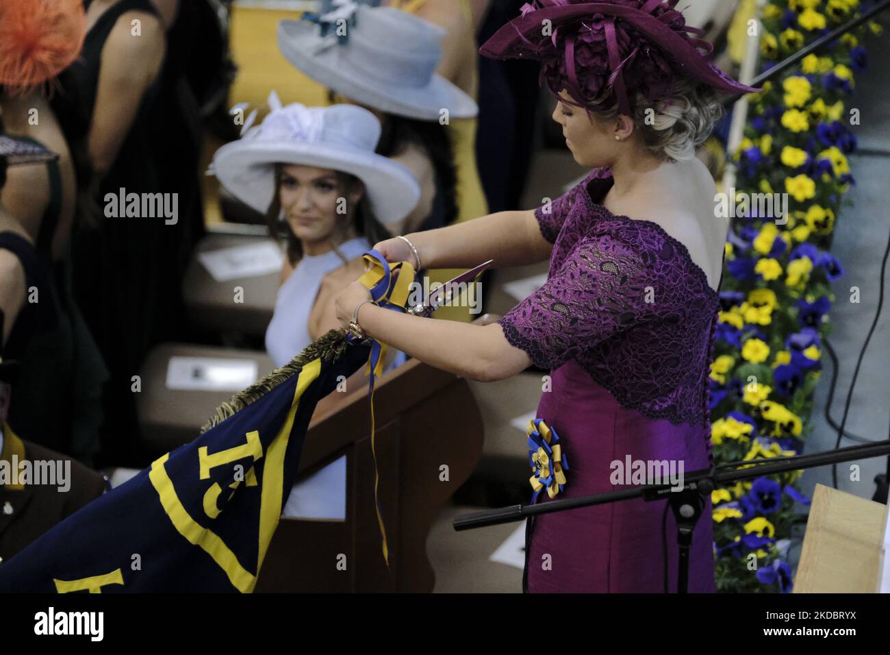 Hawick, UK. 09.Jun.2022. Hawick Lass, Emma Gibson , bussing the