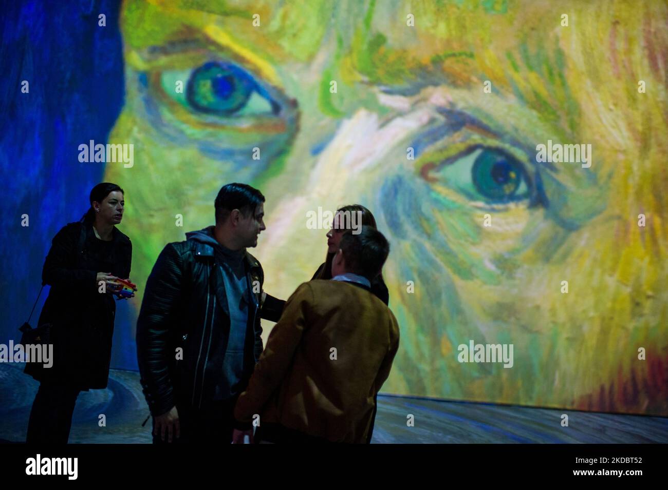 People take part in the immersive exhibition of Vincent Van Gogh's