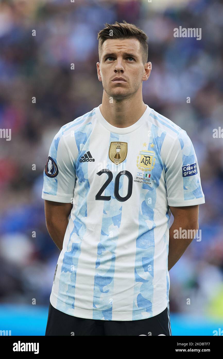 Giovani lo Celso (Villarreal CF) of Argentina during the Finalissima 2022 match between Argentina and Italy at Wembley Stadium on June 1, 2022 in London, England. (Photo by Jose Breton/Pics Action/NurPhoto) Stock Photo