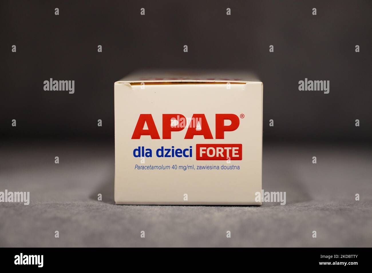 A Polish Apap Forte pain killer syrup for kids in a box Stock Photo Alamy