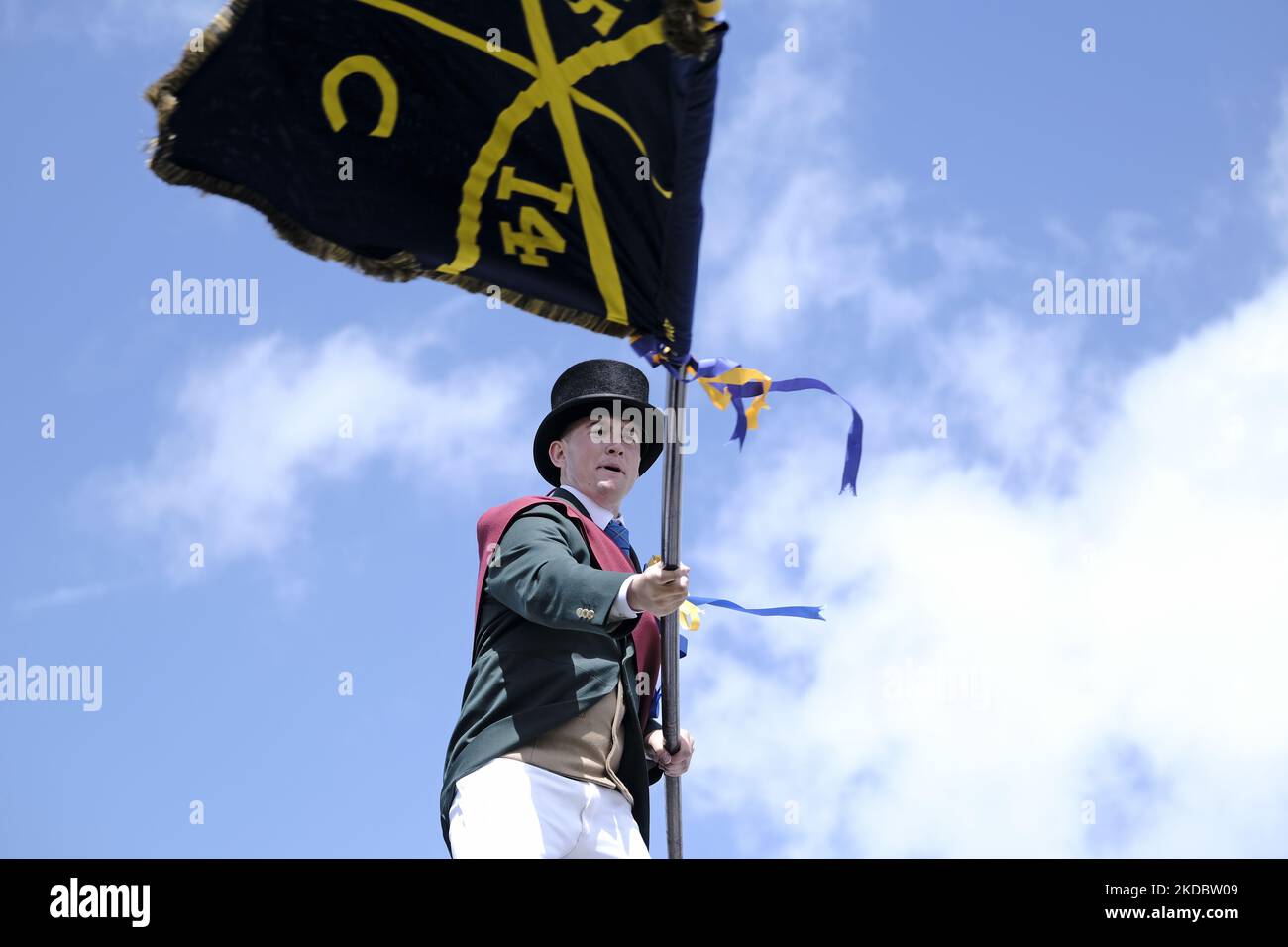 Hawick 2022, Greig Middlemass waves the Banner Blue from the