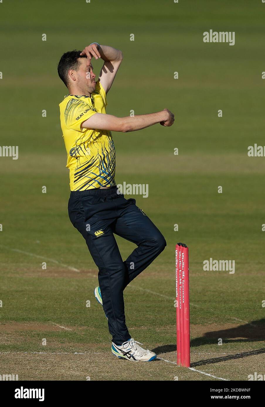 Nathan Sowter of Durham bowls during the Vitality Blast T20 match between Durham County Cricket Club and Lancashire at the Seat Unique Riverside, Chester le Street on Friday 10th June 2022. (Photo by Will Matthews/MI News/NurPhoto) Stock Photo