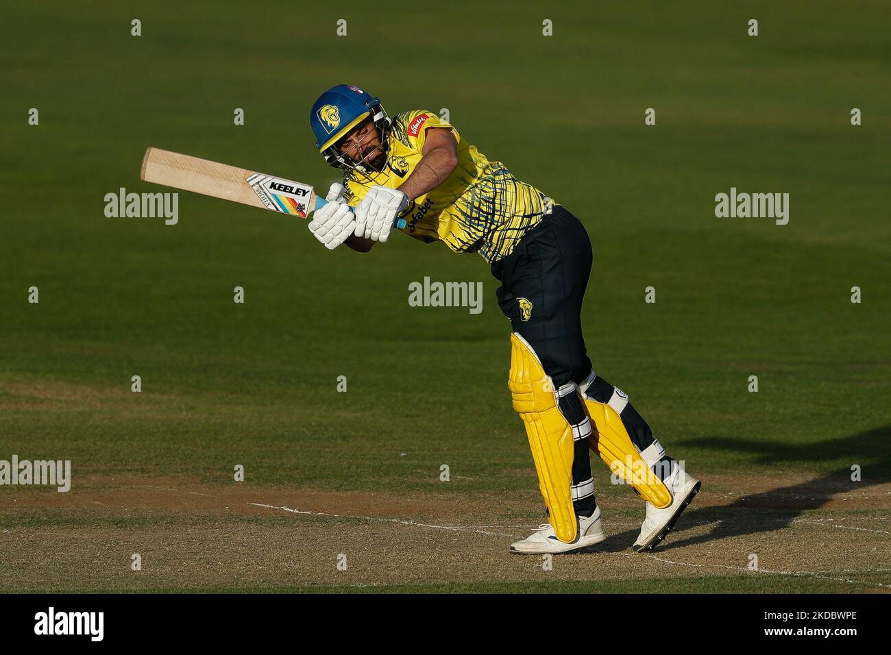 Ned Eckersley of Durham bats during the Vitality Blast T20 match between Durham County Cricket Club and Lancashire at the Seat Unique Riverside, Chester le Street on Friday 10th June 2022. (Photo by Will Matthews/MI News/NurPhoto) Stock Photo