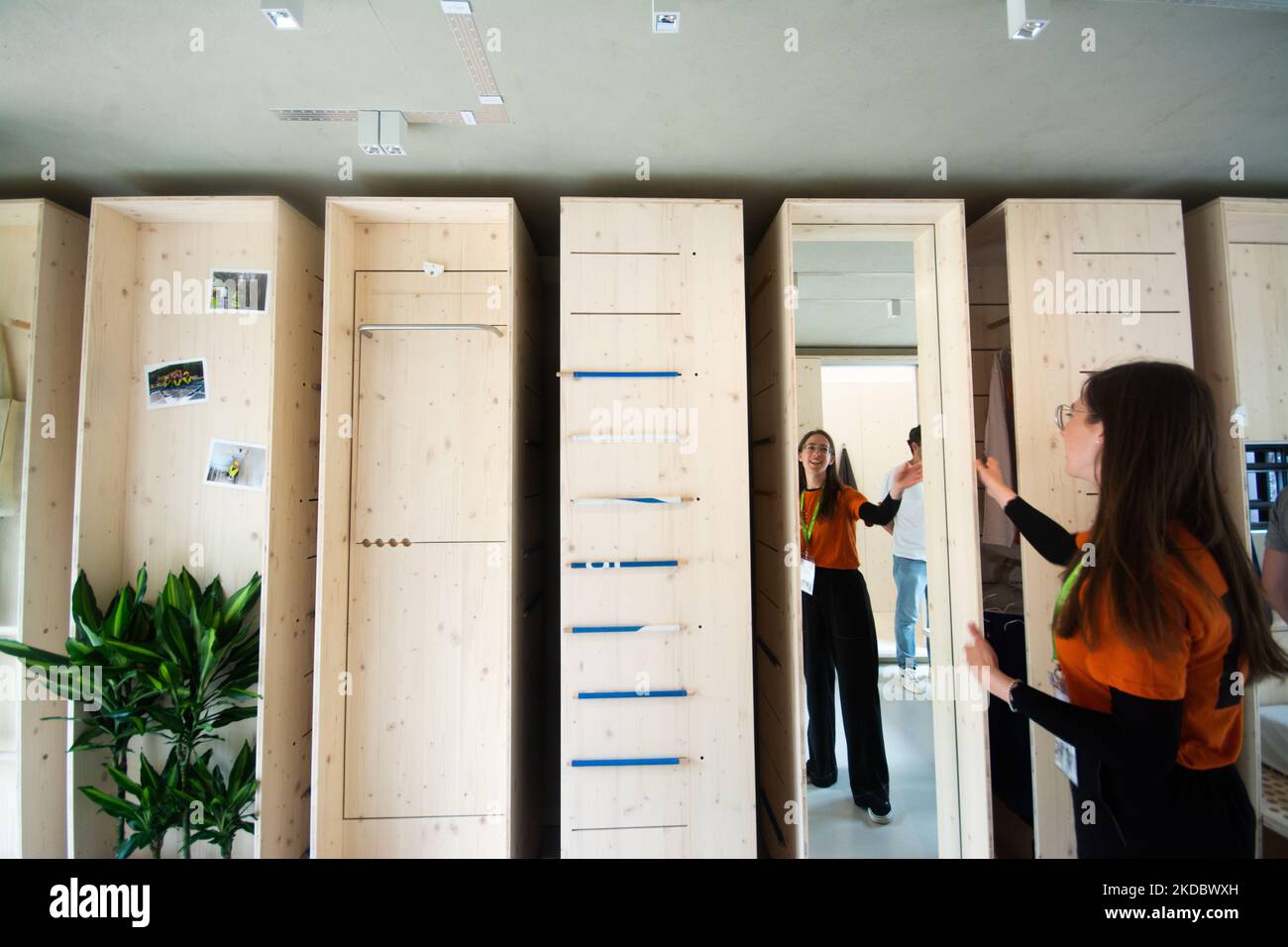 a member of team Stuttgart from Germany is seen showing the space which