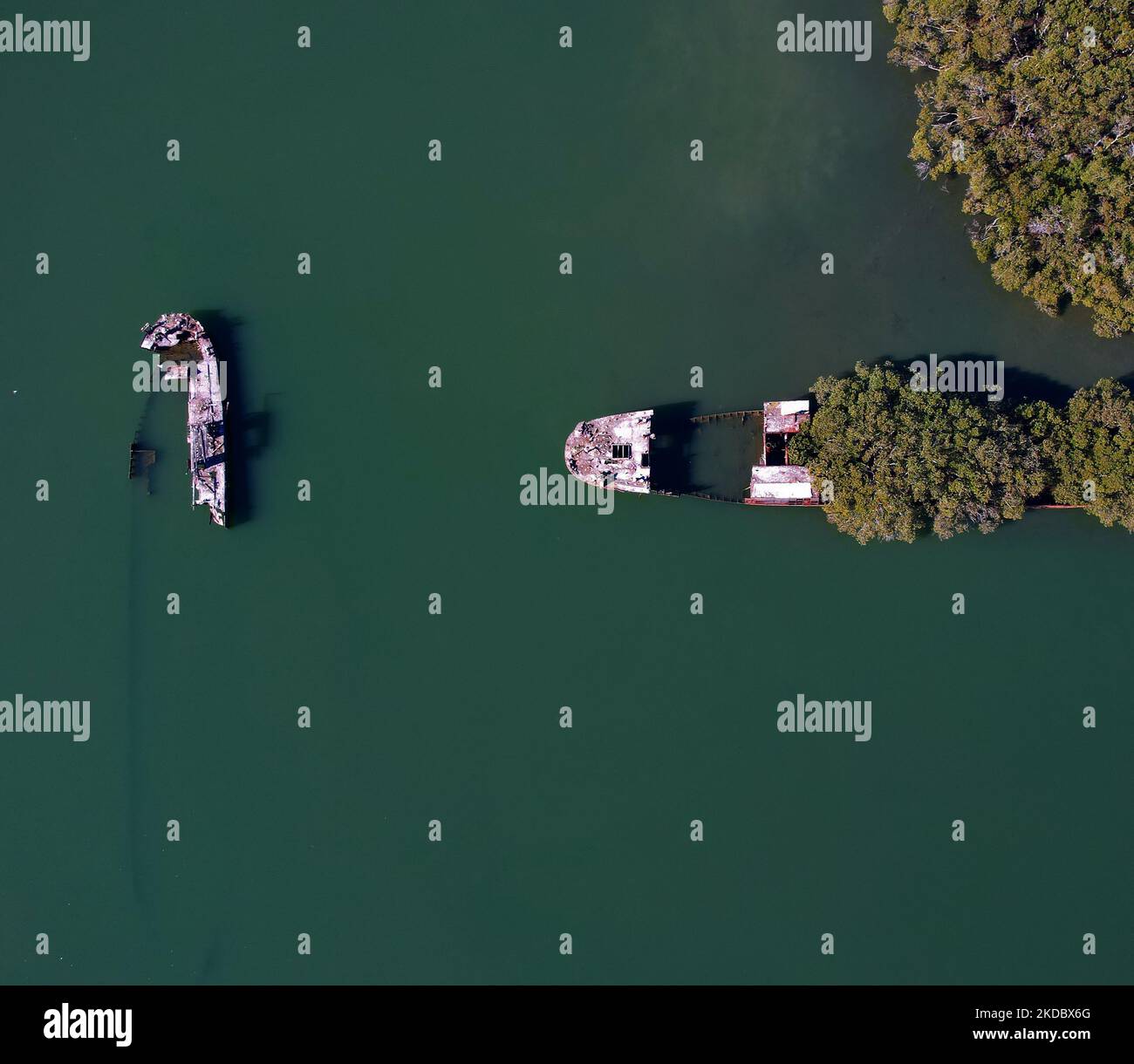 An aerial view of the shipwrecks in the old harbor Stock Photo - Alamy