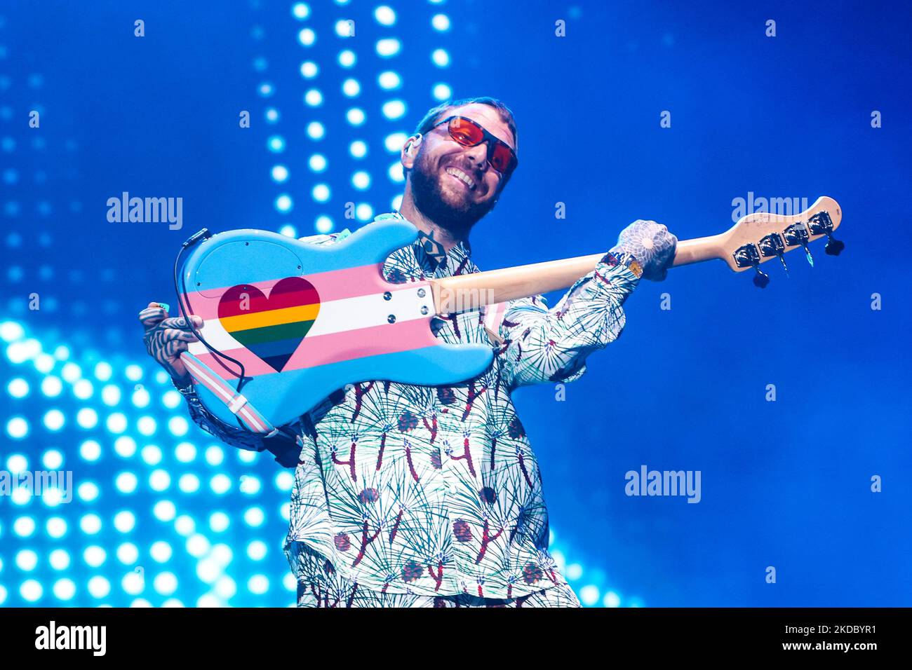 Ben McKee of Imagine Dragons in concert at IDAYS Festival in Milano, Italy, on June 11 2022. (Photo by Mairo Cinquetti/NurPhoto) Stock Photo