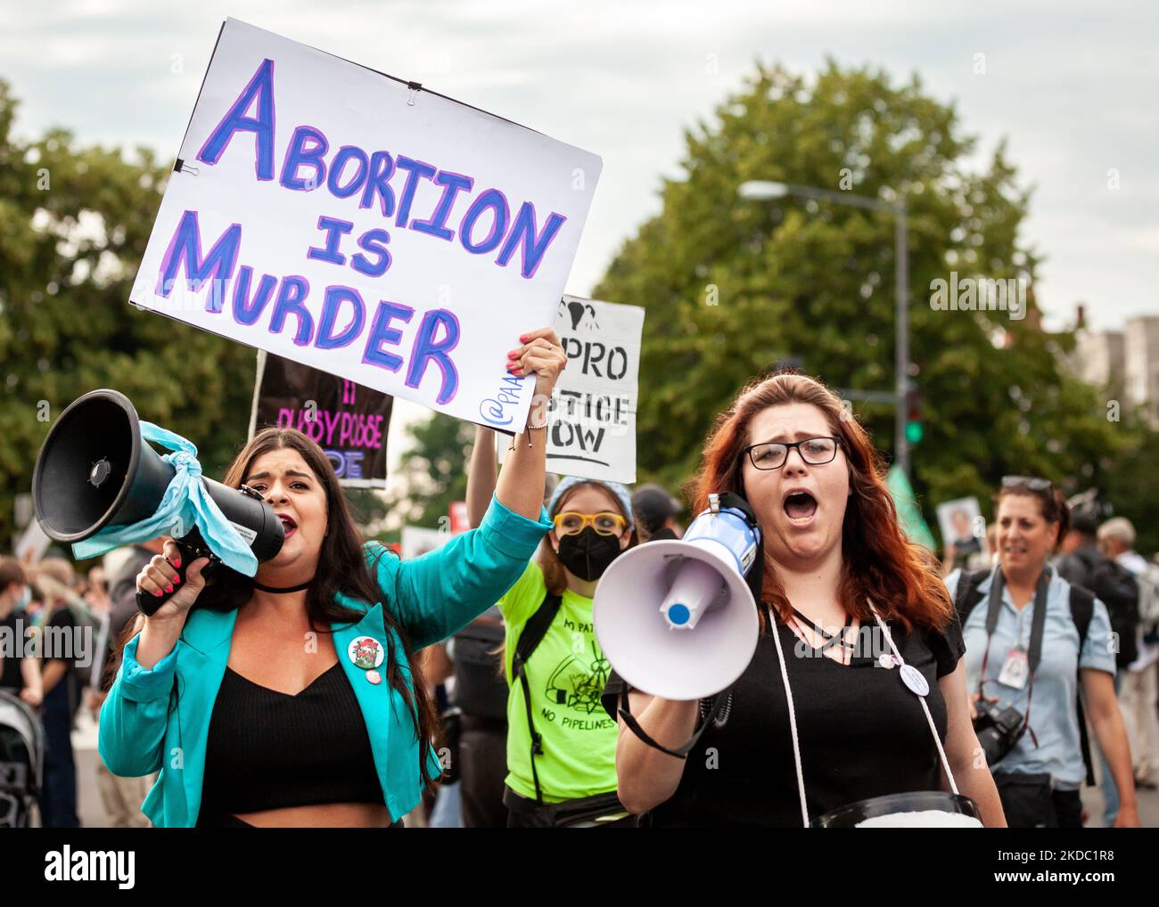 Antiabortion activists Terrisa Bukovinac (left) and Lauren Handy try