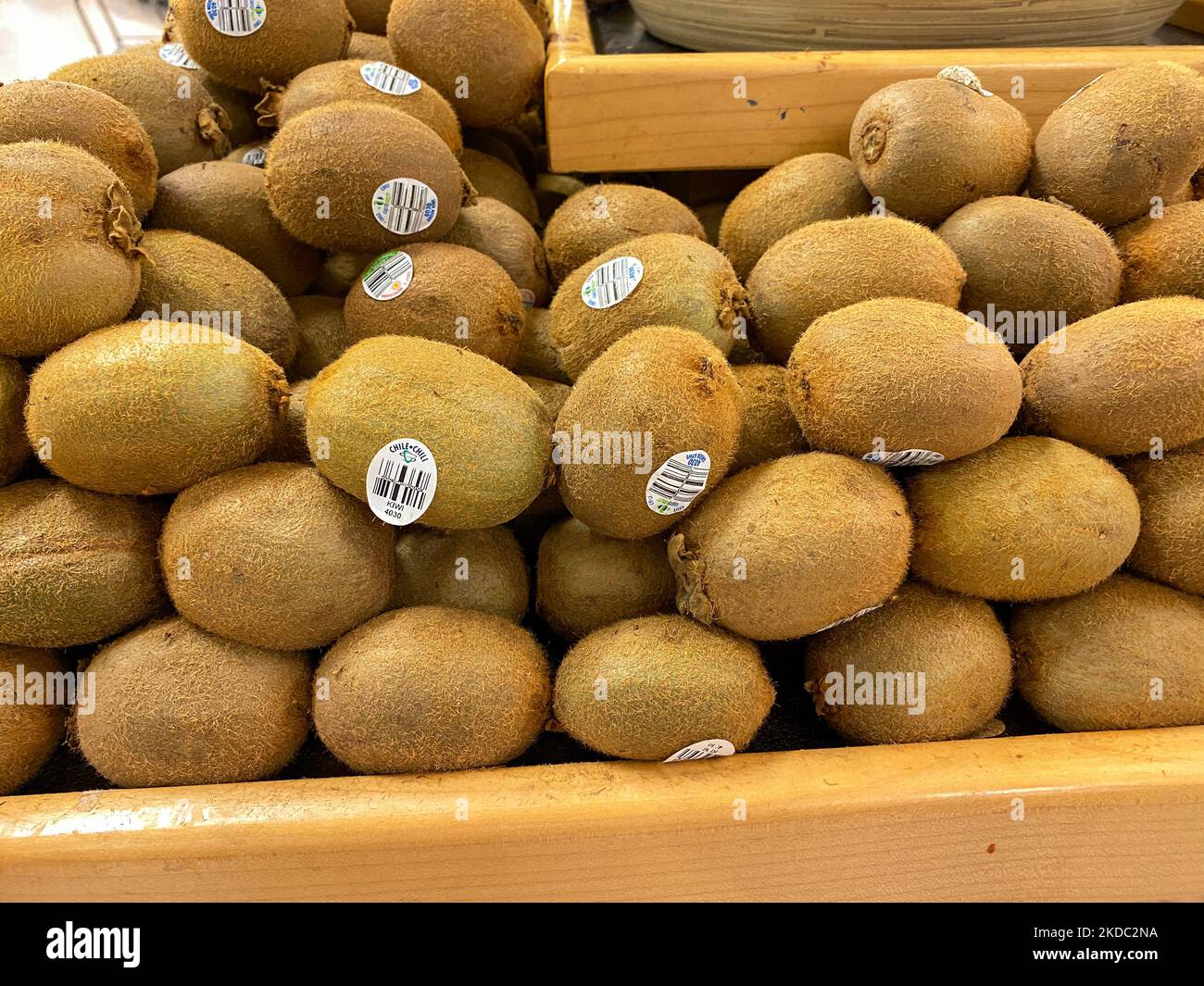 Orlando, FL USA May 19, 2021 Kiwi fruit stacked in a produce