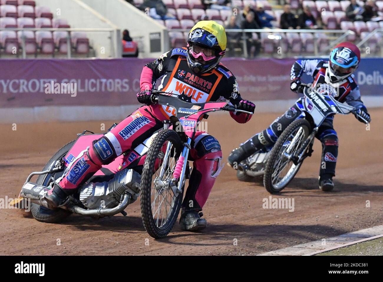 Sam Wooley during the SGB Premiership match between Belle Vue Aces and Wolverhampton Wolves at the National Speedway Stadium, Manchester on Monday 13th June 2022. (Photo by Eddie Garvey/MI News/NurPhoto) Stock Photo